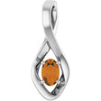 14K White Gold 6x4 mm Oval Natural Citrine Pendant