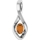 14K White Gold 6x4 mm Oval Natural Citrine Pendant