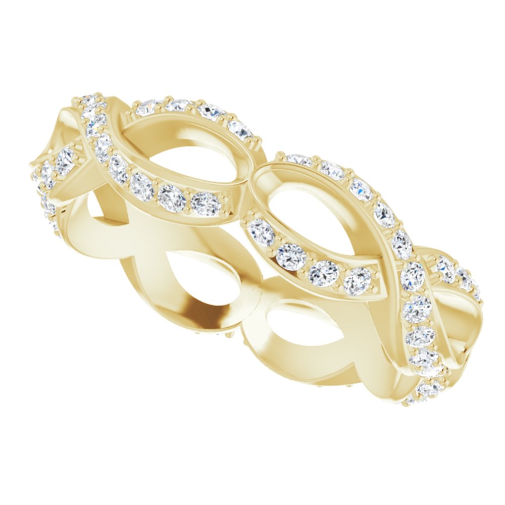 14K Yellow 5/8 CTW Natural Diamond Sculptural Eternity Band Size 8