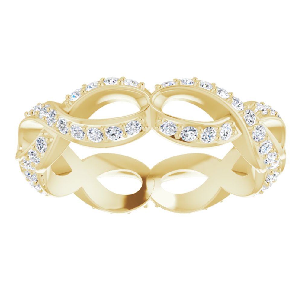 14K Yellow 5/8 CTW Natural Diamond Sculptural Eternity Band Size 8