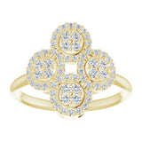 14K Yellow Gold 1/2 CTW Natural Diamond Clover Ring