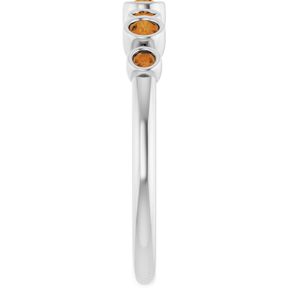 14K White Gold Natural Citrine Bezel-Set Ring