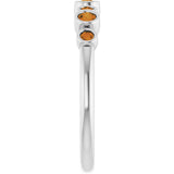 14K White Gold Natural Citrine Bezel-Set Ring