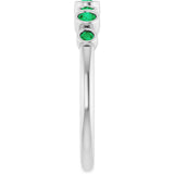 14K White Gold Lab-Grown Emerald Bezel-Set Ring  