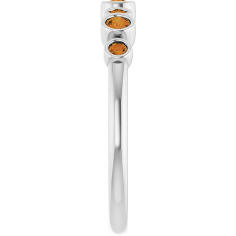 14K White Gold Natural Citrine Bezel-Set Ring