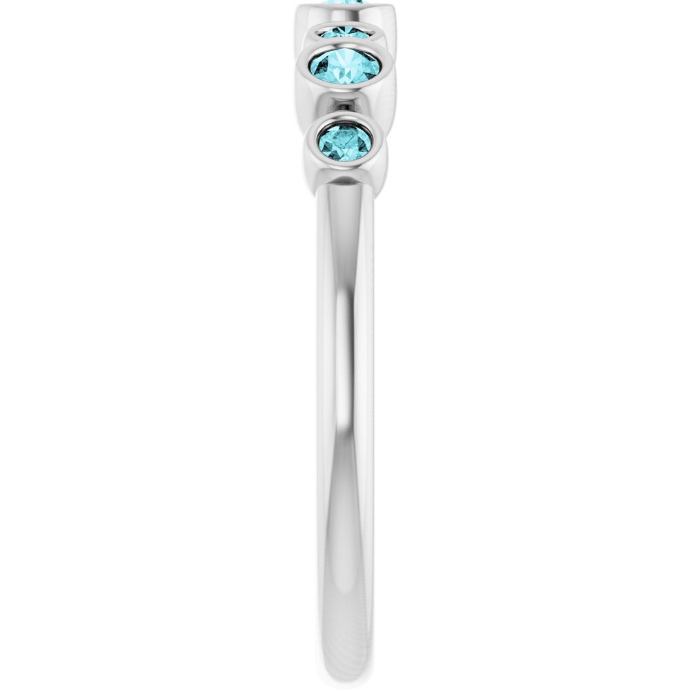 14K White Gold Natural Blue Zircon Bezel-Set Ring