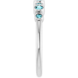 14K White Gold Natural Blue Zircon Bezel-Set Ring