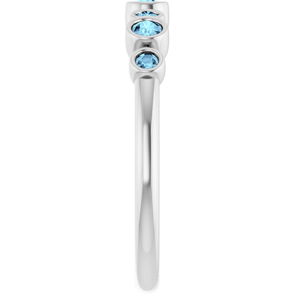14K White Gold Natural Aquamarine Bezel-Set Ring