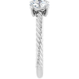 14K White 1 1/5 CTW Lab-Grown Diamond Three-Stone Ring