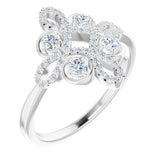 14K White 1/3 CTW Natural Diamond Clover Ring      