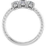 14K White 1 1/5 CTW Lab-Grown Diamond Three-Stone Ring