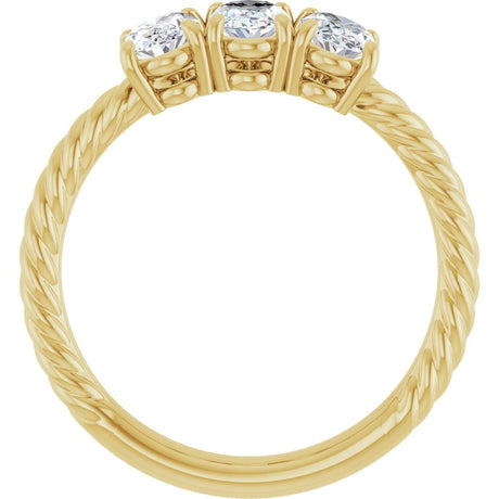 14K Yellow Gold 1 1/5 CTW Lab-Grown Diamond Three-Stone Ring