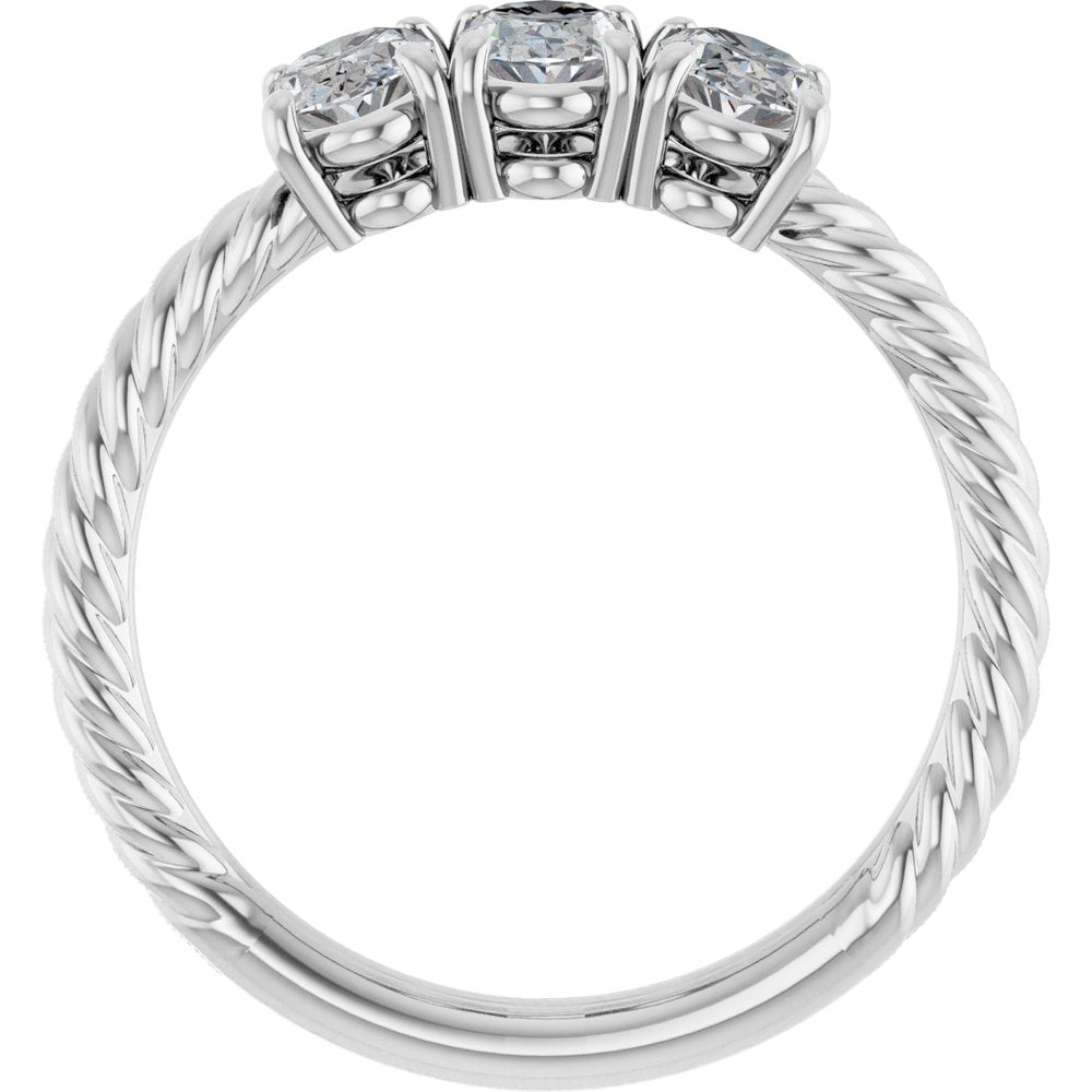 14K White Gold 1 1/5 CTW Lab-Grown Diamond Three-Stone Ring