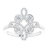 14K White Gold 1/3 CTW Natural Diamond Clover Ring      