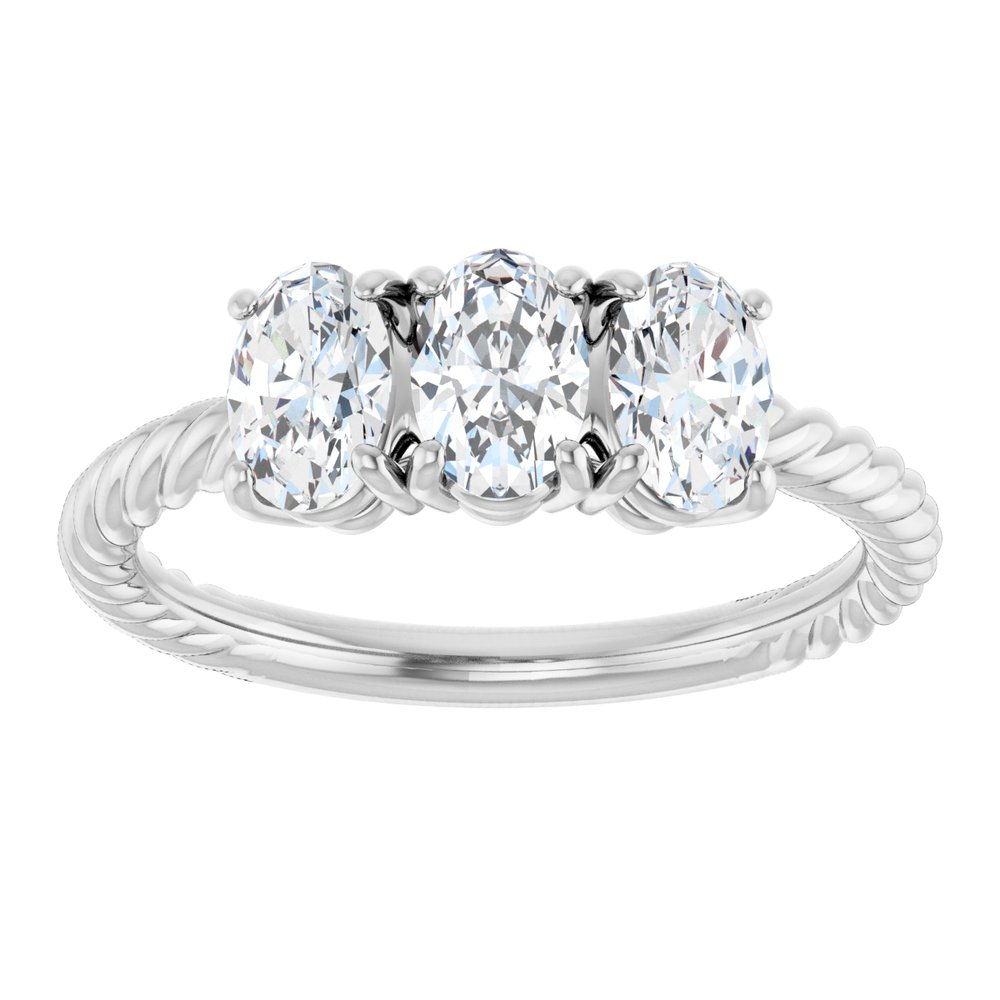 14K White 3 CTW Lab-Grown Diamond Three-Stone Ring