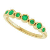 14K Yellow Natural Emerald Bezel-Set Ring