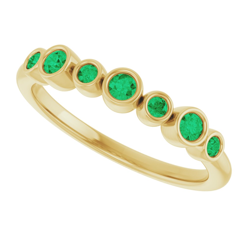 14K Yellow Lab-Grown Emerald Bezel-Set Ring