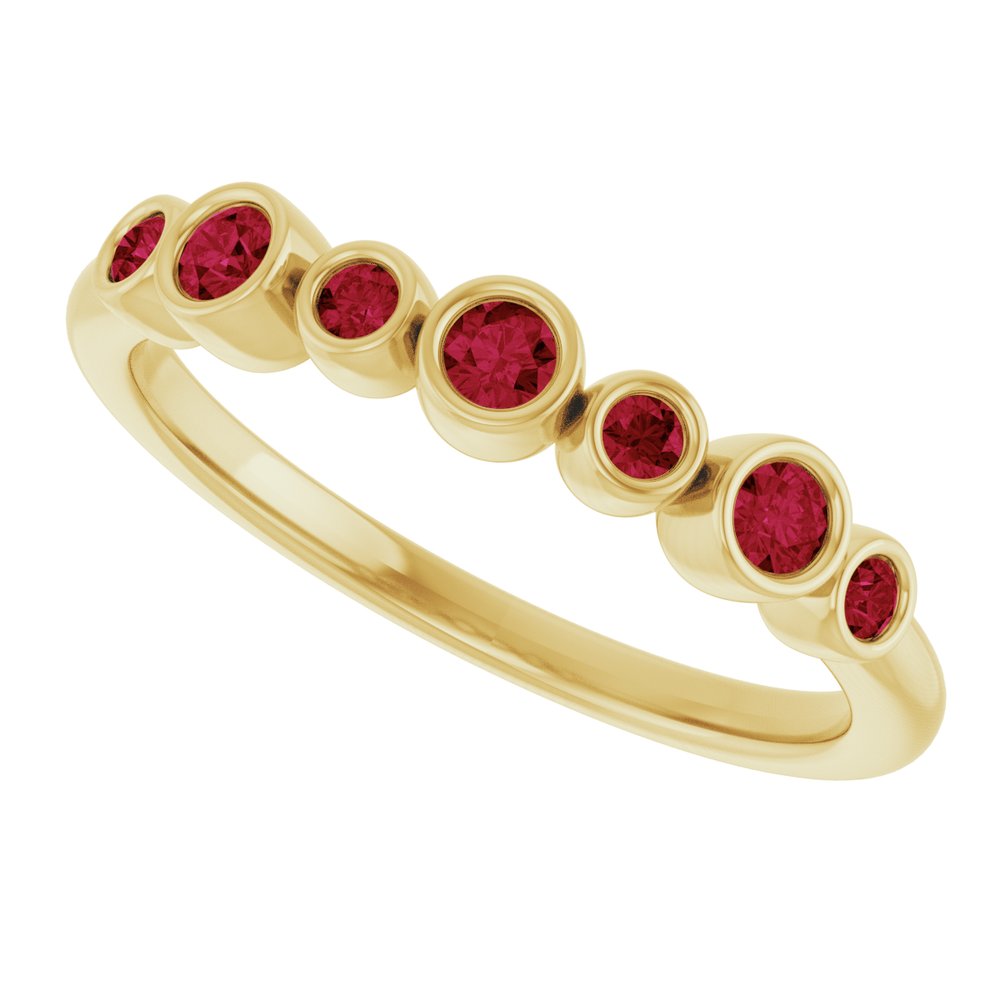 14K Yellow Lab-Grown Ruby Bezel-Set Ring