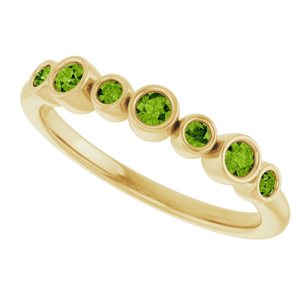 14K Yellow Natural Peridot Bezel-Set Ring