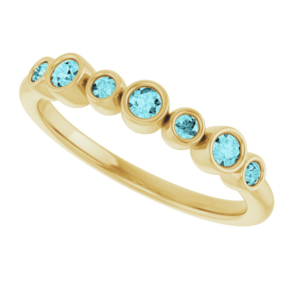 14K Yellow Natural Blue Zircon Bezel-Set Ring