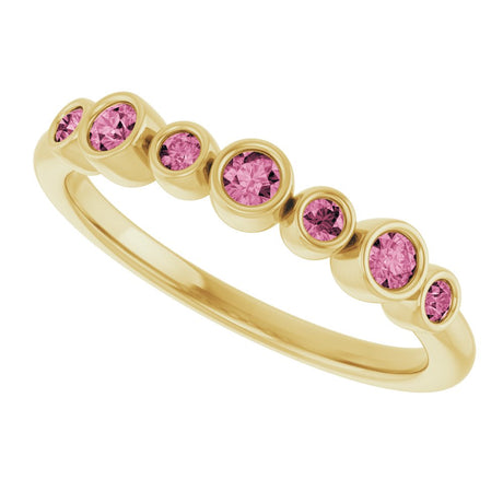 14K Yellow Natural Pink Tourmaline Bezel-Set Ring