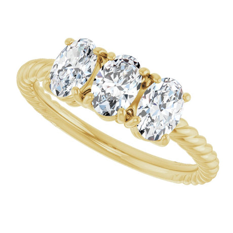 14K Yellow 3 CTW Lab-Grown Diamond Three-Stone Ring