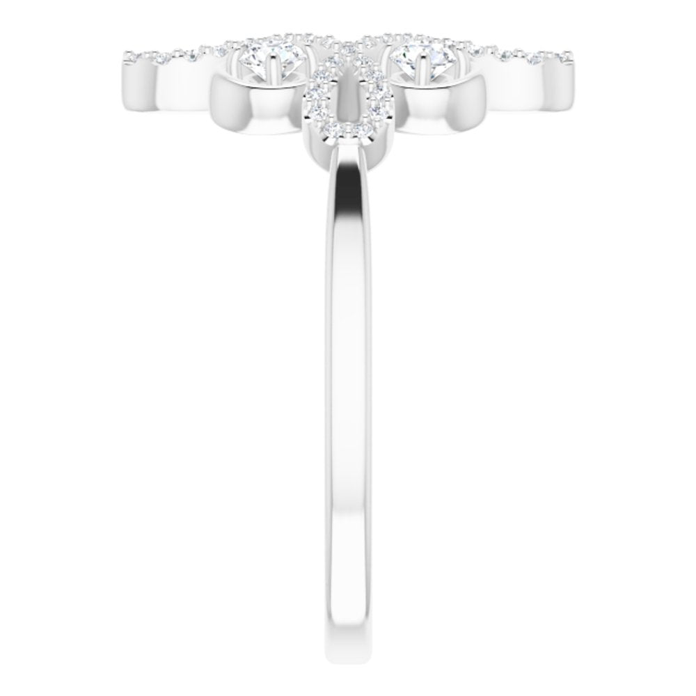 14K White Gold 1/3 CTW Natural Diamond Clover Ring      