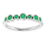14K White Gold Lab-Grown Emerald Bezel-Set Ring  