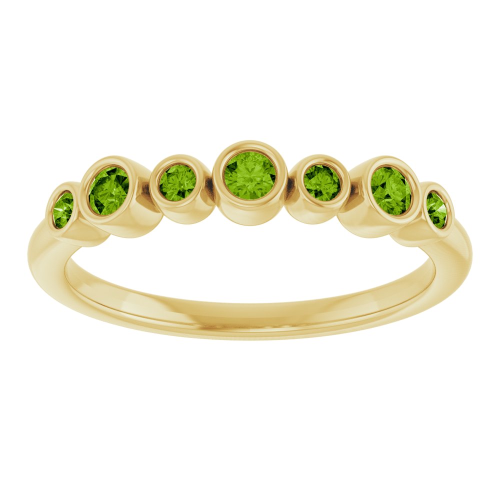 14K Yellow Natural Peridot Bezel-Set Ring