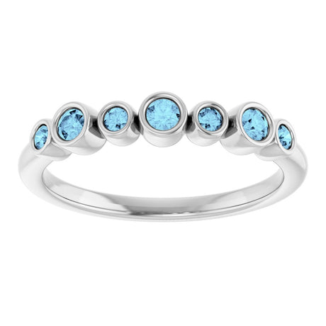 14K White Gold Natural Aquamarine Bezel-Set Ring