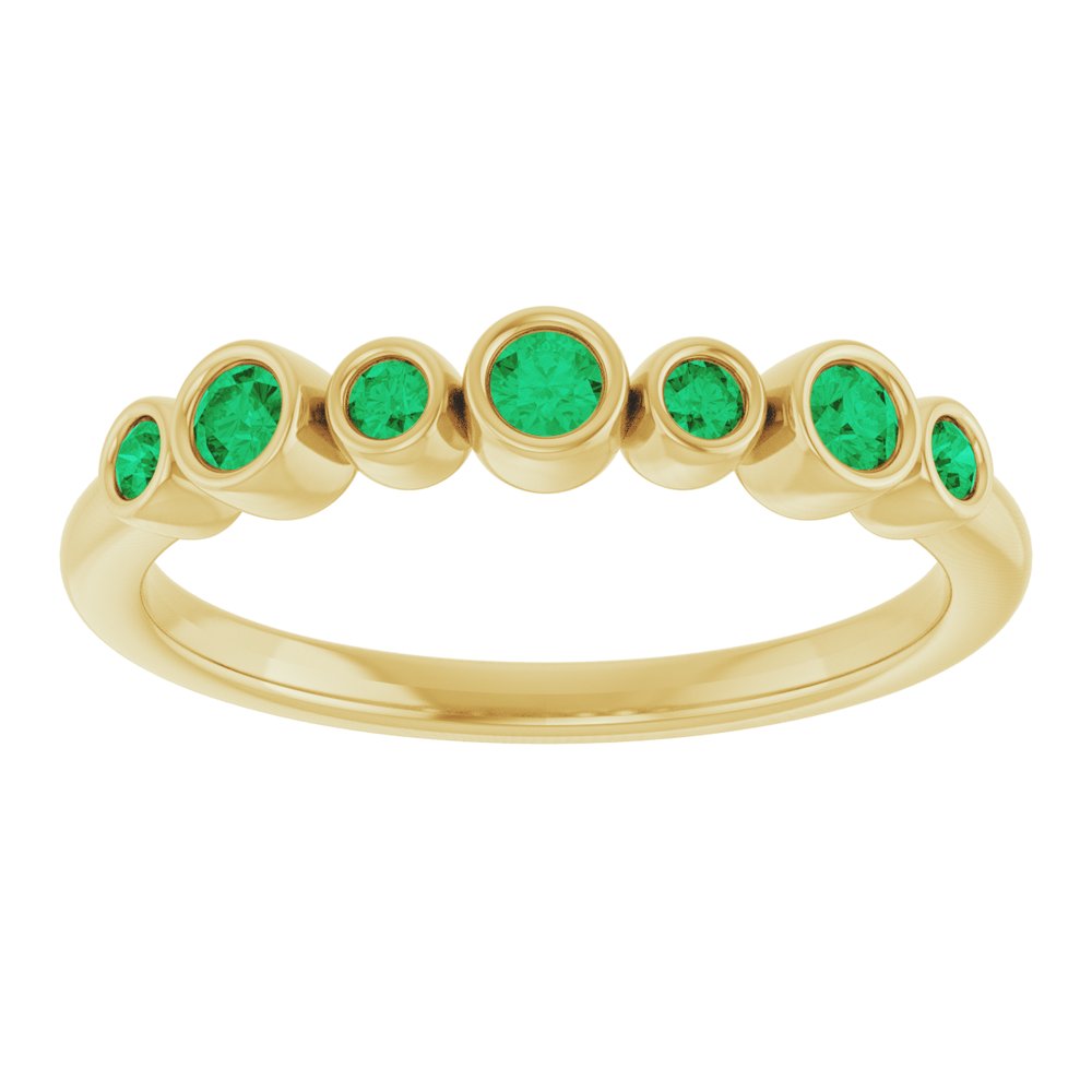 14K Yellow Lab-Grown Emerald Bezel-Set Ring