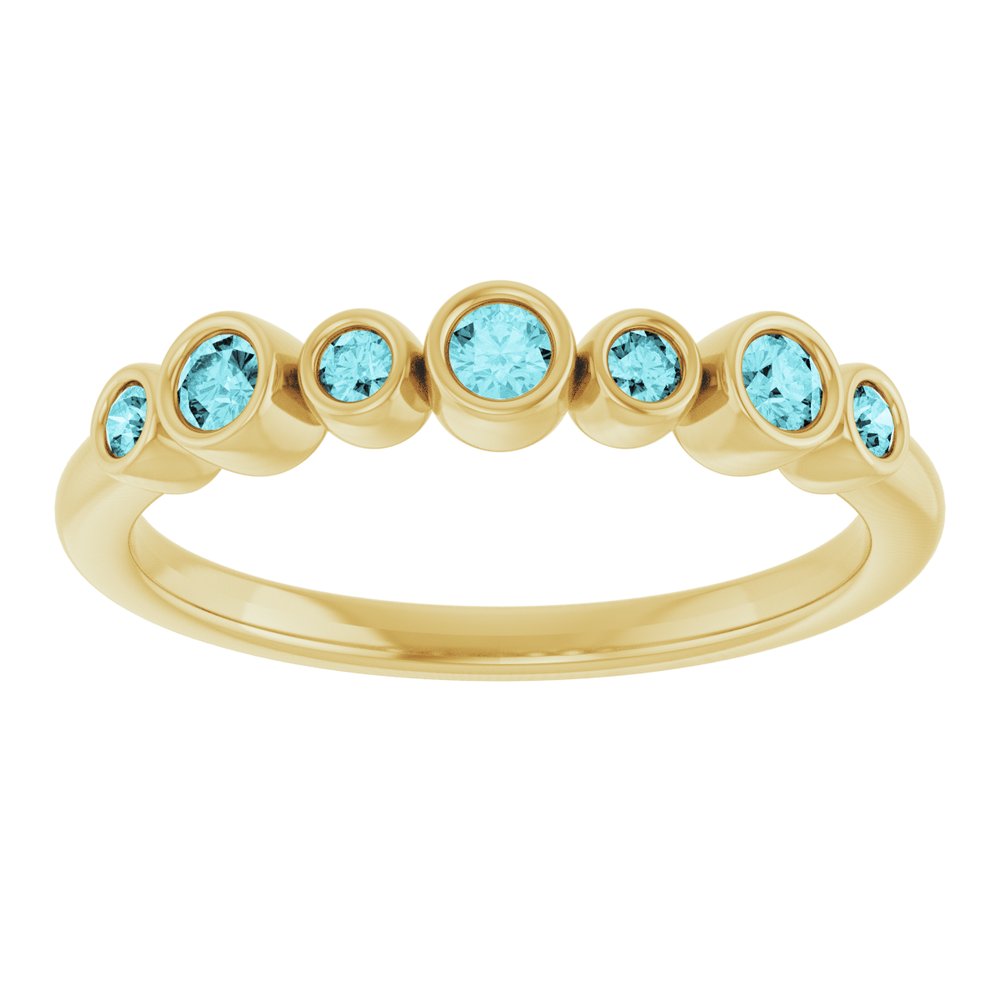 14K Yellow Natural Blue Zircon Bezel-Set Ring