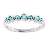 14K White Gold Natural Blue Zircon Bezel-Set Ring