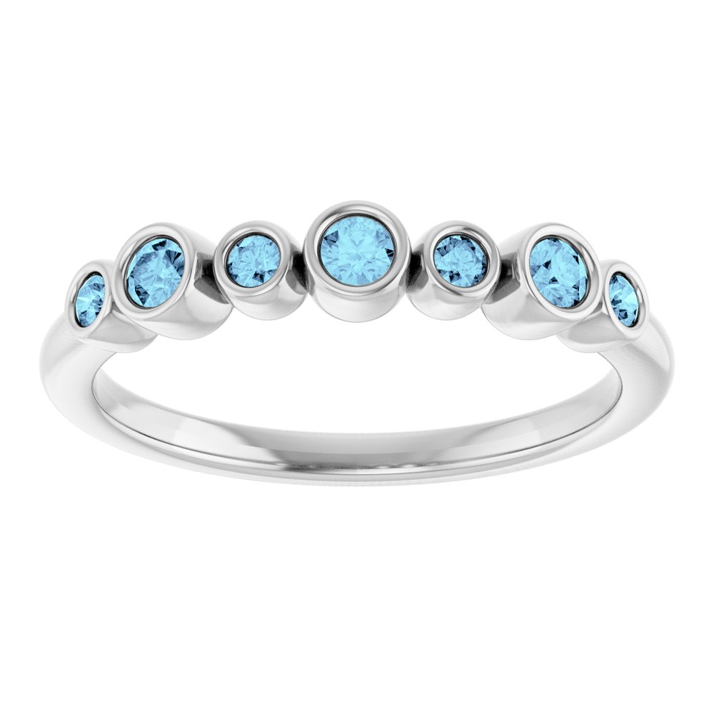 14K White Gold Natural Aquamarine Bezel-Set Ring
