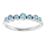 14K White Gold Natural Aquamarine Bezel-Set Ring