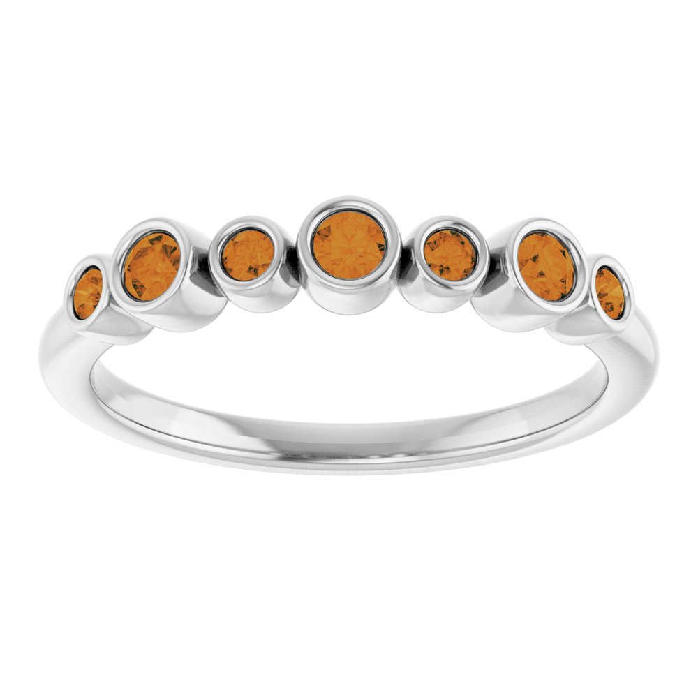 14K White Gold Natural Citrine Bezel-Set Ring