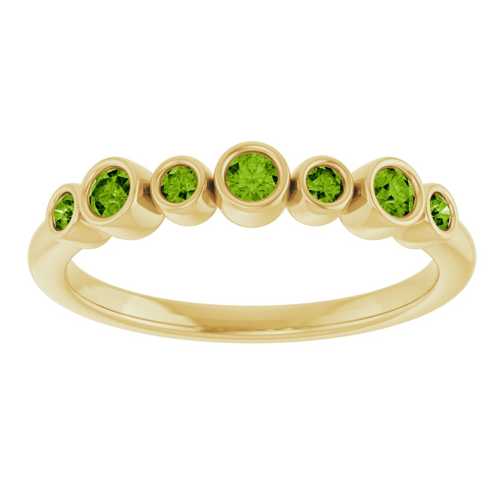 14K Yellow Gold Natural Peridot Bezel-Set Ring