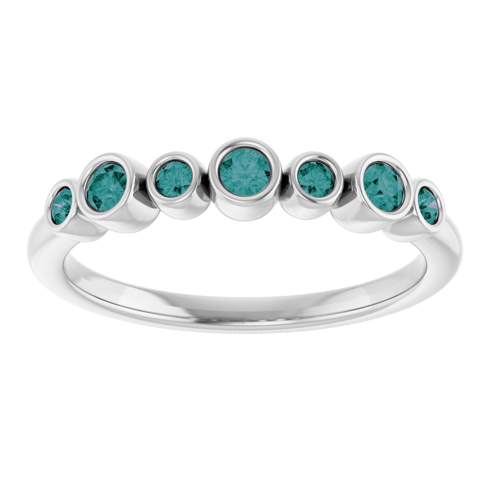 14K White Gold Natural Alexandrite Bezel-Set Ring