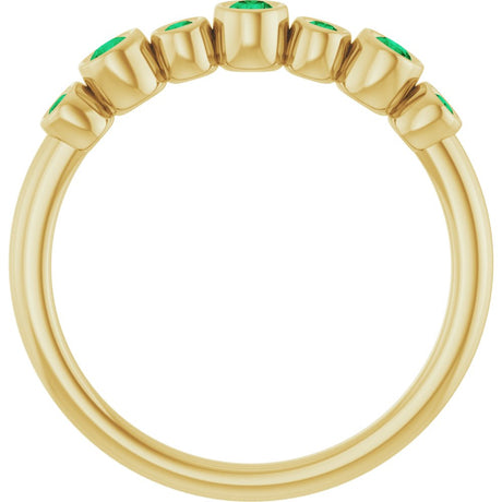 14K Yellow Natural Emerald Bezel-Set Ring