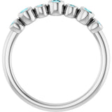 14K White Gold Natural Blue Zircon Bezel-Set Ring