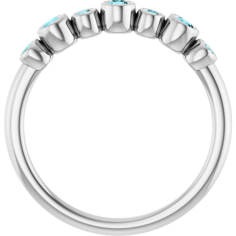 14K White Gold Natural Blue Zircon Bezel-Set Ring