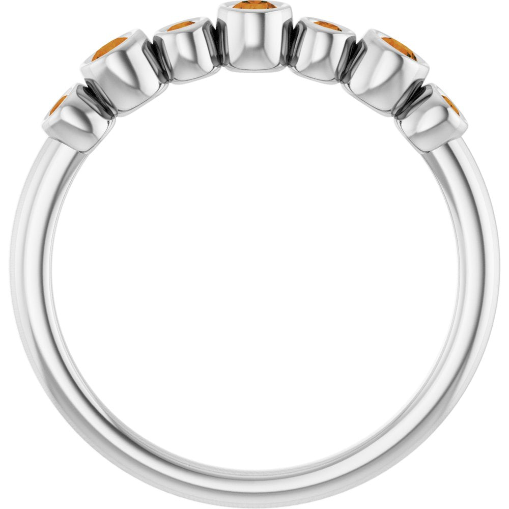 14K White Gold Natural Citrine Bezel-Set Ring