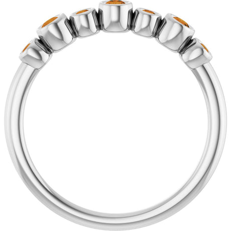 14K White Gold Natural Citrine Bezel-Set Ring