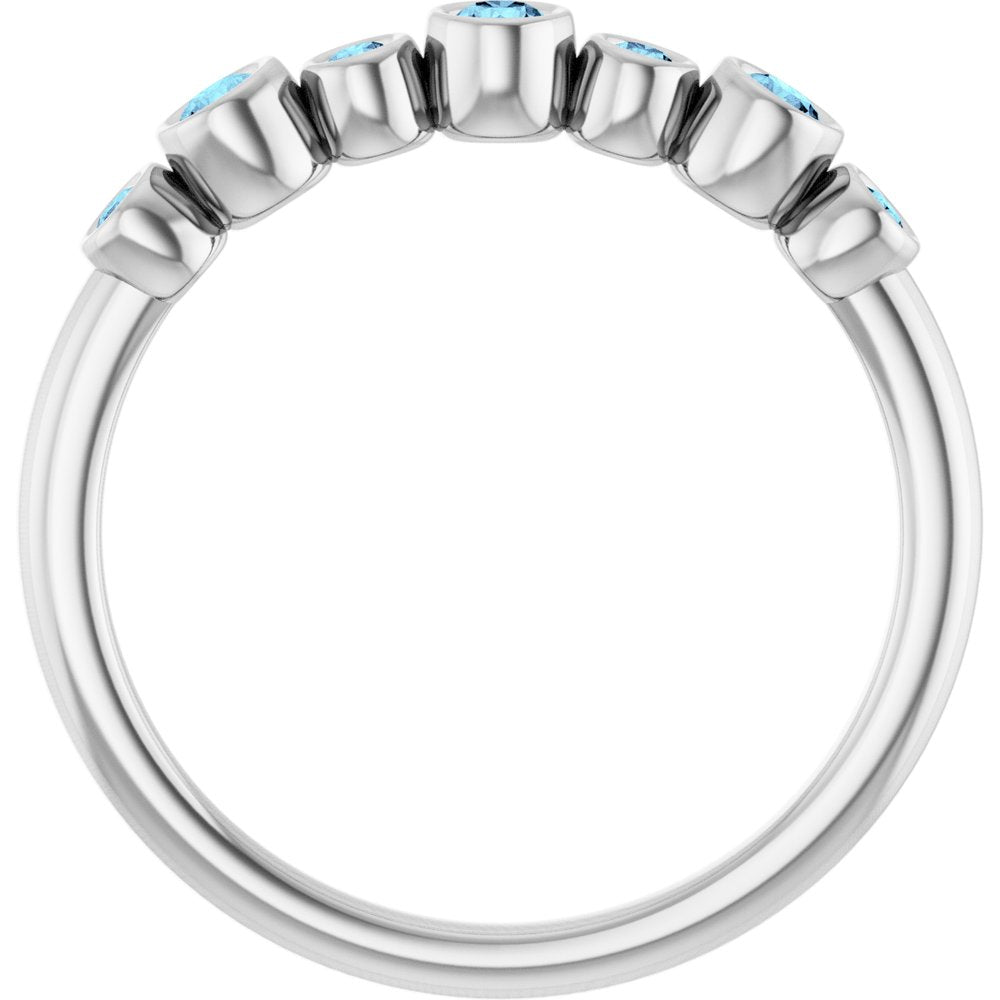 14K White Gold Natural Aquamarine Bezel-Set Ring