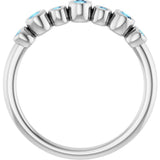 14K White Gold Natural Aquamarine Bezel-Set Ring
