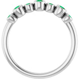 14K White Lab-Grown Emerald Bezel-Set Ring