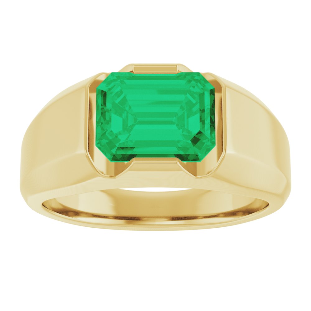 14K Yellow Lab-Grown Emerald Ring