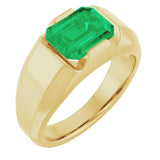 14K Yellow Lab-Grown Emerald Ring  