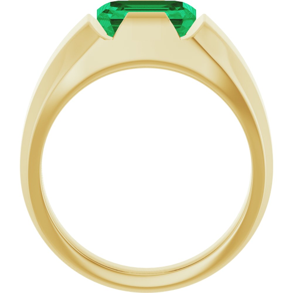 14K Yellow Lab-Grown Emerald Ring