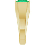 14K Yellow Lab-Grown Emerald Ring